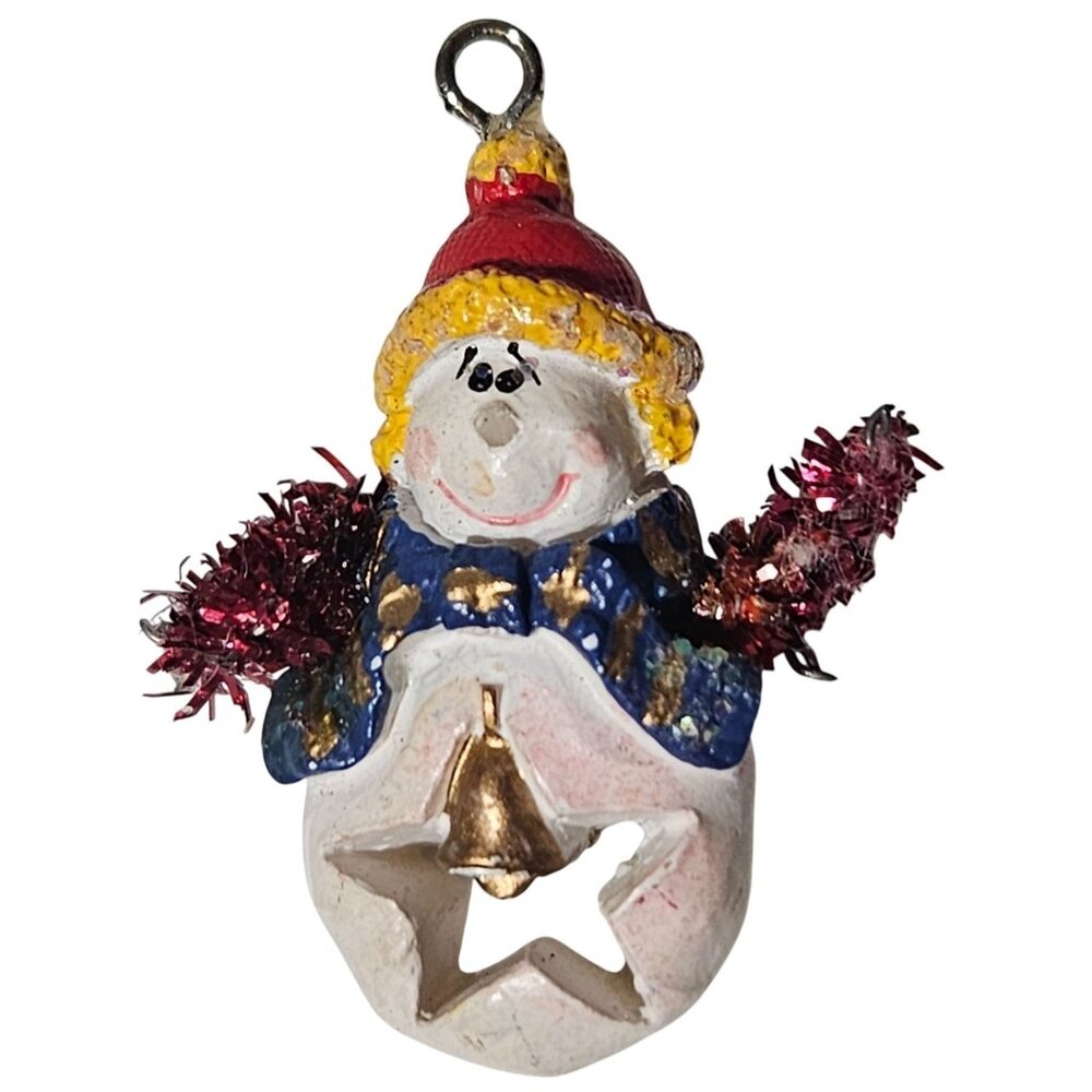 Hand Painted Snowman Christmas Pendant for Necklace Star Bell Jewelry DIY Women